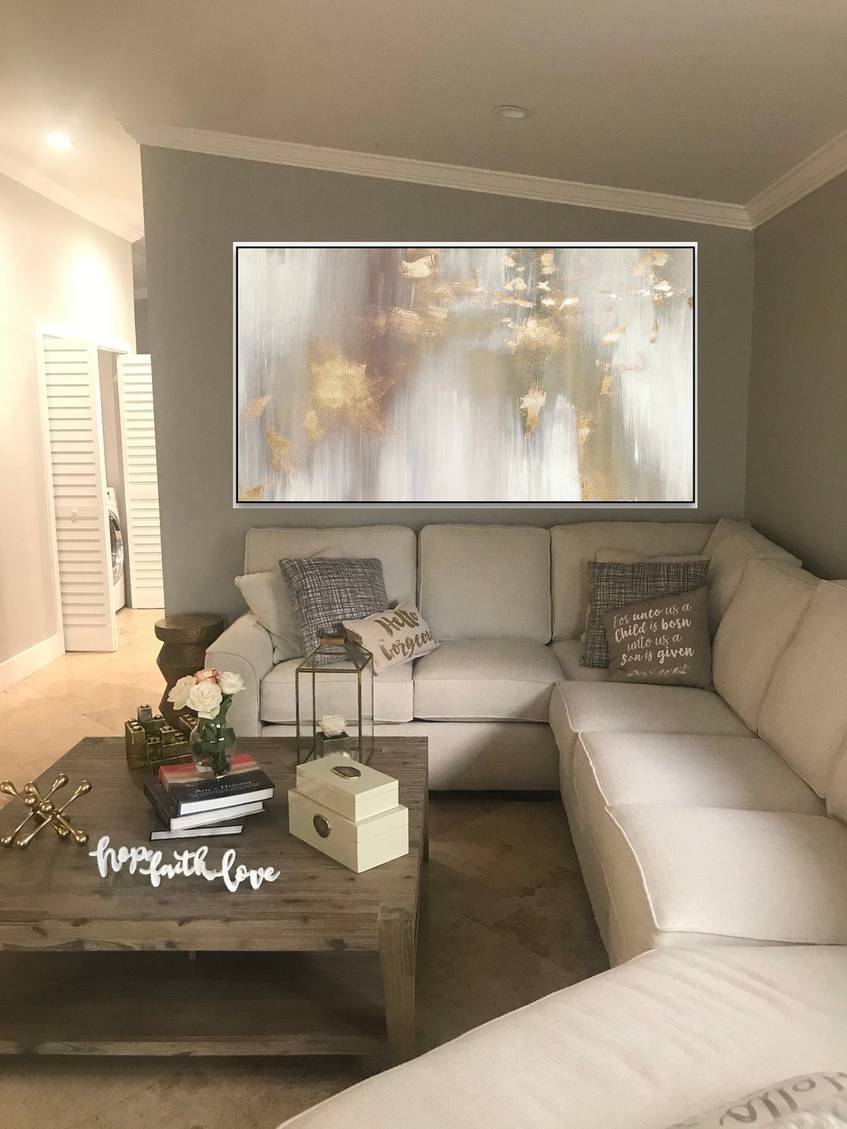 Gold Leaf Days muted tone canvas for modern interior